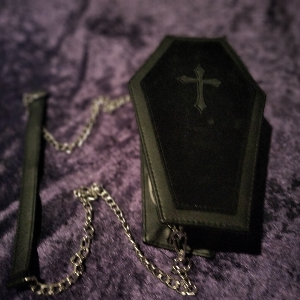 Spirit Halloween Velvet Cross Coffin Sling-Shoulder Purse